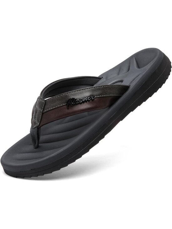 Men\'s Grey Polyurethane Flip Flops Comfortable Outdoor Thong Sandals Casual